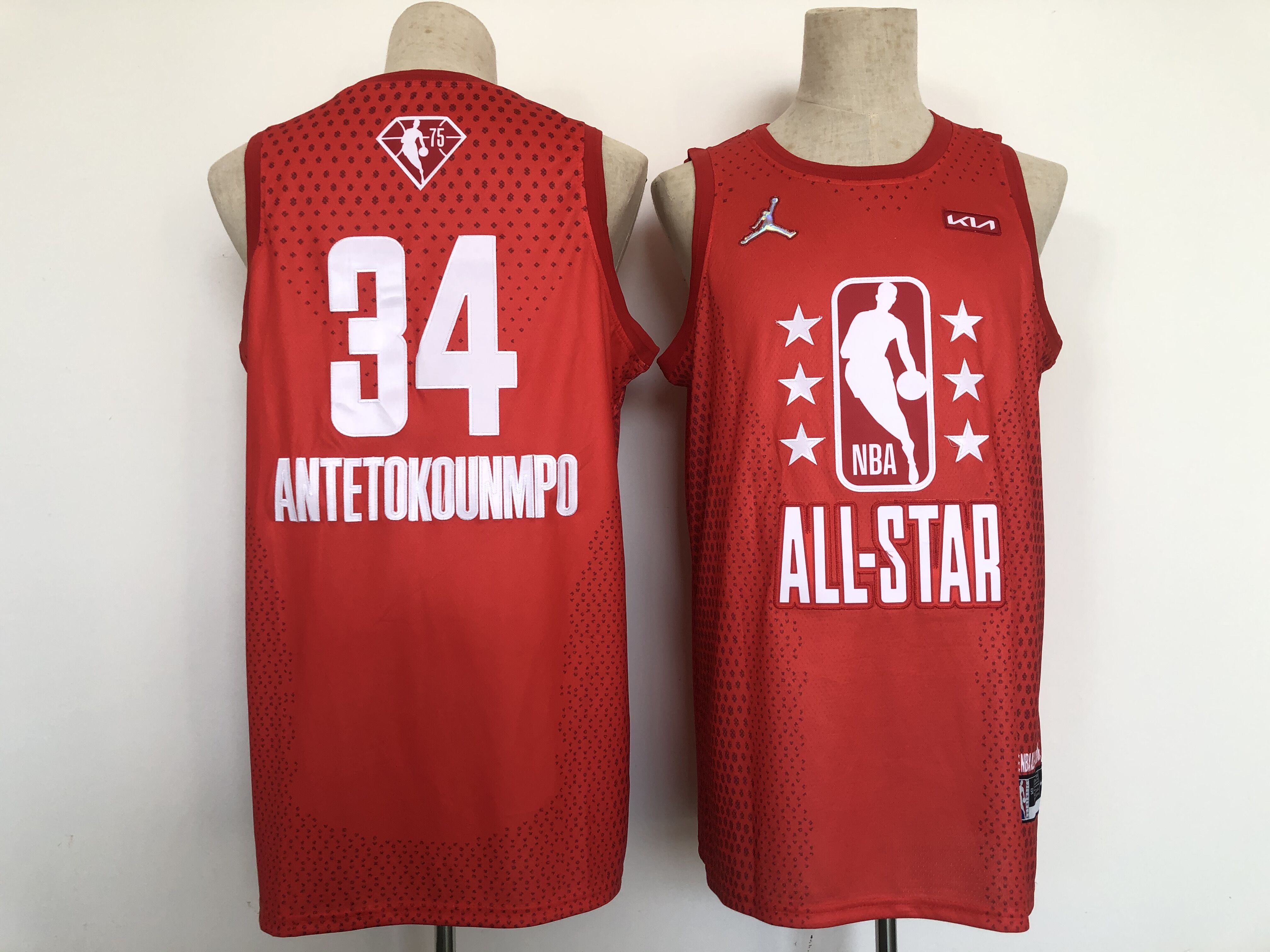 Men Milwaukee Bucks 34 Antetokounmpo Red 2022 All Star NBA Jersey